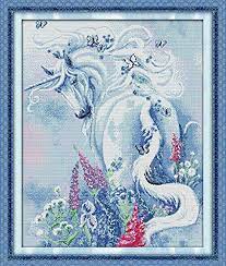 Very striking colourful cross stitch kit of a unicorn. Nkf Cross Stitch Kit Unicorn Garden 2 14ct Counted 52cmx62cm Or 20 8 X24 8 Friendly Faces Unicorn Cross Stitch Pattern Celtic Cross Stitch Cross Stitch