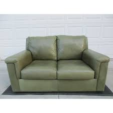 American Leather Olive Green Loveseat Chairish Love Seat American Leather Leather Loveseat