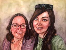 Watercolour portrait of two Madagascan children. 210 x 297 mm.