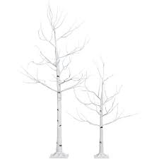 Birch tree & evergreen arrangements. Home Accents Yard Decor 2 Piece Birch Tree Set With Cool White Twinkle Leds The Home Depot Canada