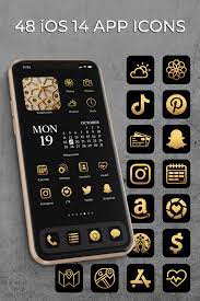 Black And Gold Ios 14 Icons Ios 14 Aesthetic Gold App Icons Iphone Icons Zertifikat Design Iphone Hintergrund Iphone