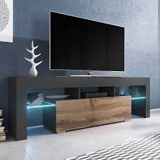 Bmf Toro Tv Stand 138cm Wide Anthracite Wotan Wood Effect Led Lights Modern Living Room Us $ 28 / piece min.