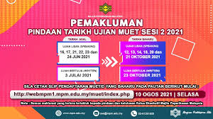 Calon juga mempunyai pilihan untuk menduduki peperiksaan di luar waktu peperiksaan sesi 1, 2 dan 3 iaitu muet on demand (mod). Taealxutwpd7dm