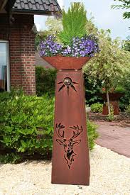 Rs104 S11 Rostsaule Rostschale Hirsch Unter Der Sonne Jabo Design Edelrost Saule Dekorieren