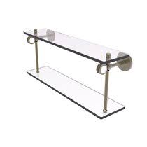 Dark wood finish aluminum accents tempered glass shelves chrome towel bar adjustable glass shelves. Two Tier Glass Bathroom Shelf Wayfair