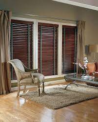 Not suited for kitchen and bathrooms as they are made up of fabric. Wood Blinds With Dark Curtains Custom Window Blinds Blinds For Windows Blinds