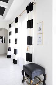 Black And White Striped Drapes Floral Colorful Eclectic Spring Home Tour Monica Wants It In 2020 Stripe Curtains Living Room Gold Curtains Living Room Black And White Living Room