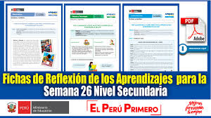 ¡obtén todas las fichas de historia que desees! Descarga Fichas De Reflexion De Los Aprendizajes Para La Semana 26 De Nivel Secundaria Descarga Aqui Youteacher