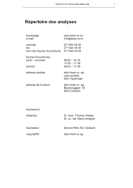 Repertoire Des Analyses