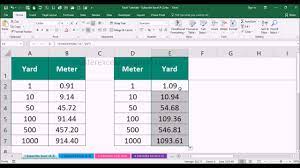 How To Convert Yard To Meter Meter To Yard In Excel Youtube