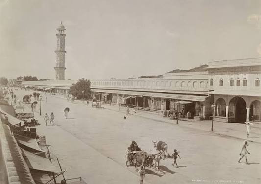 RBSI - Main Street, Jeypore - 1905 Photograph of the main street at Jaipur in Rajasthan, taken by Gobindram & Oodeyram in the 1900s. The photograph is part of an album containing