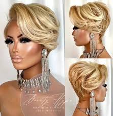 Buy 8 COLORS Customized Honey Blonde/613 Highlight Short Textured Pixie Cut  Lace Frontal 13X6 Realistic Natural Every Day Wear Pre Plucked Online in  India