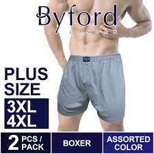 Hanro, another high quality men's underwear brand also offers xxl boxers in woven cotton. 2 Pcs Byford Plus Size Men Boxer 100 Cotton Men Underwear Assorted Colours Bud5098x Shopee Malaysia