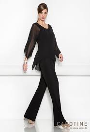 Monos de fiesta para bodas: Bella 6165 Conjunto De Blusa Y Pantalon En Chiffon Especial Para Tallas Grandes Conjunto De Pantalones Vestidos Elegantes Para Senoras Ropa