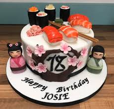 This is a cake that me and my boyfriend made for his grandmothers birthday it says (or supposed to) happy birthday granny mieko we added jelly i can barely write in english with icing on cakes! Flutterby Cakes Sushi Japanese Themed Cake Facebook