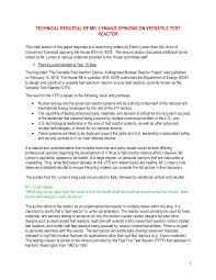 TECHNICAL REBUTTAL OF MR. LYMAN'S OPINIONS ON VERSATILE TEST REACTOR