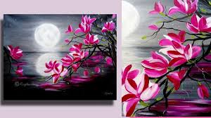Step By Step Acrylic Painting On Canvas For Beginners Moon Light Night Painting Tree Of Magnolia Youtube Winsor newton acrylic paint review 2018. step by step acrylic painting on canvas for beginners moon light night painting tree of magnolia