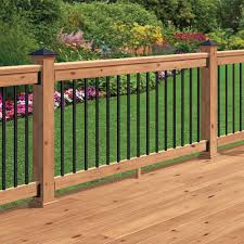 Deckorail 6 Ft Aluminum Cedar Tone Southern Yellow Pine Deck Railing Kit 196312 The Home Depot Wood Deck Railing Decks Backyard Patio Deck Designs