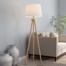 Free 2 Day Shipping Buy Tripod Modern Floor Lamp Led Bulb Natural Oak Wood With White Shade By In 2020 Floor Lamps Living Room Tripod Floor Lamps Modern Floor Lamps