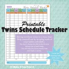 printable baby schedule tracker and twins schedule tracker