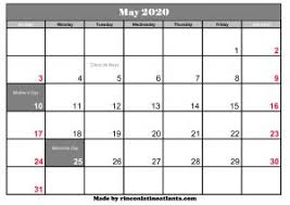 Free Printable May 2020 Calendar With Holidays Calendar Printables Template Printable Calendar Template