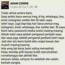 Documents similar to tips rahsia untuk suami isteri 2. Adam Corrie Tiada Rahsia Perkahwinan Kan Satu Perkongsian Hidup Antara Suami Dan Isteri Bidadari Saya Adalah Sahabat Saya Tak Perlu Sembunyi Tengok Hp Pasangan Halal Tak Perlu Nak