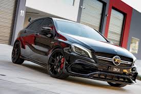 Black Mercedes A Class Enhanced With Custom Projector Headlights Mercedes A Class Mercedes Mercedes Benz Germany