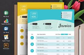 Modern Auto Calculation Invoice Template Excel Apple Numbers 302485 Customizable Templates Design Bundles