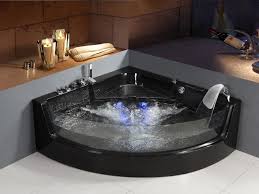 Craquez pour cette baignoire balnéo d'angle 2 places meli design, vous pourrez profiter seul ou à deux d'un véritable espace de détente et de bien être depuis chez vous ! Baignoire Balneo D Angle Vitree Ethra 1 Place 255 L 150 150 H57cm Noire Baignoire Balneo Balneo Baignoire