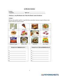 Lembaran kerja makanan berkhasiat dan tidak berkhasiat. Mengenal Makanan Berkhasiat Dan Tidak Berkhasiat Worksheet