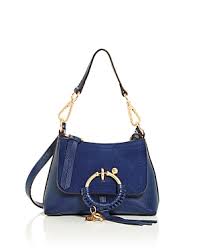See By Chloe See By Chloe Joan Mini Leather Suede Hobo In Royal Navy Gold Modesens