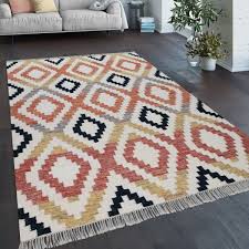 Es geht auch rund und sieht dann so aus: Teppich Wohnzimmer Boho Skandi Muster Teppichcenter24