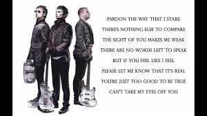 Pardon the way that i stare there's nothing else to compare the sight of you leaves me weak there are no words left to speak. Muse Can T Take My Eyes Off You Lyrics Hd Youtube