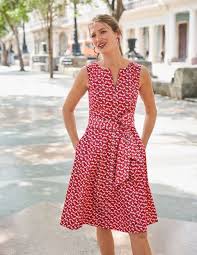 Mischa Belted Dress Red Daisy Petals In 2020 Belted Dress Fit And Flare Dress Red Dress
