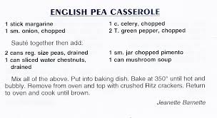 Make a batch of lemon tahini dressing first, then add chick peas and presto, hummus! Make This Country Cookin Recipe Of The Day English Pea Casserole Dallas Ga Patch