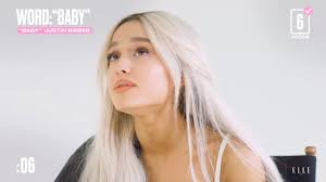 On this page will find the solution to __ baby: Elle Magazine Us Ariana Grande Sings Through Elle S Song Association Game Facebook