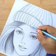 How To Draw A Girl Wearing Winter Cap For Beginners Video In 2020 Art Drawings Sketches Simple Art Drawings Simple Cool Art Drawings