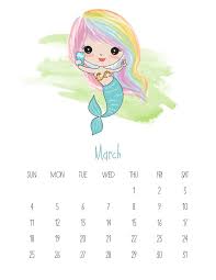 Free Printable 2018 Kawaii Mermaid Calendar The Cottage Market Kids Calendar Cute Calendar Free Printable Calendar Templates