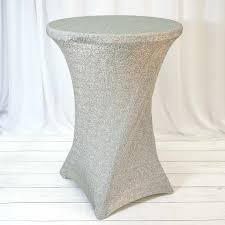 Silver Metallic Shiny Glittered Spandex Cocktail Table Cover Table Covers Spandex Chair Covers Cocktail Table Decor