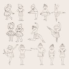 Pequenas Chicas Lindas Bailarina Dibujadas En Estilo Doodle Con Varios Pasos De Baile Y Emociones Ilustraciones Vectoriales Clip Art Vectorizado Libre De Derechos Image 85246918