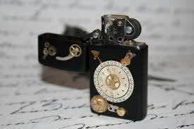 Black Steampunk Zippo Lighter Made From Vintage Watch Parts Etsy Zippo Lighter Zippo Lighter
