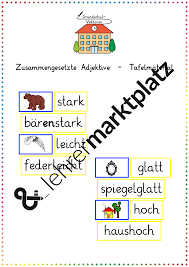 Zusammengesetzte Adjektive Tafelmaterial Unterrichtsmaterial Im Fach Deutsch Adjektive Zahlworter Zusammengesetzte Nomen