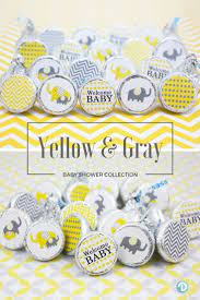 Yellow And Gray Elephant Baby Shower Stickers 180 Count Elephant Baby Shower Favors Grey Baby Shower Baby Shower Yellow
