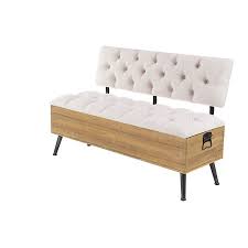 Ivory Plush Seat Storage Bench With Backrest Kirklands Upholstered Storage Bench Bench With Storage Upholstered Storage