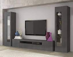 Daiquiri Modern Tv And Display Wall Unit In Anthracite Gloss Finish Optional Lights Modern Tv Wall Units Modern Tv Units Living Room Tv