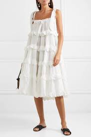 Off White Iva Tiered Linen Dress Innika Choo Tiered Dress Casual Dresses Linen Dress