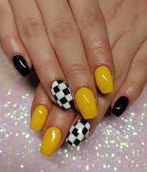 30 Gorgeous Yellow Nails Acrylic Designs For Every Occasion In 2021 Yellow Nails Checkered Nails Yellow Nail Art