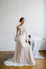 Long Sleeve Wedding Dress Modest Bridal Gown Ethereal Whimsical Romantic Embroidered Ivory Dress Backless Open Back Chiffon Affordable Weddin Bryllup