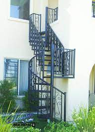 Wrought Iron Straight Spiral Exterior Staircase Staircase Outdoor Spiral Staircase Outdoor Outdoor Stairs