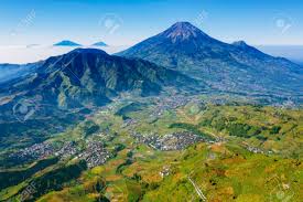 There are some beautiful lakes, hills, breathtaking scenery, as well as refreshing tea and coffee plantations. Beautiful Scenery Of Dieng Plateau With Sindoro Mountain And Stock Photo Picture And Royalty Free Image Image 127974008